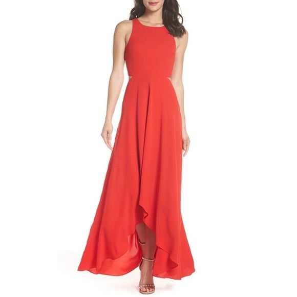 NWT Ali & Jay RED Bohemian Cut-out Hi-lo Maxi Dress SIZE M - Picture 1 of 12